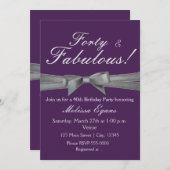 Paarse & Zilveren Boog Feest Evenement Uitnodiging (Voorkant / Achterkant)