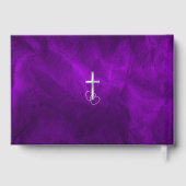 Paarse zilveren Christelijk kruis bruiloft Gastenboek (Achterkant)