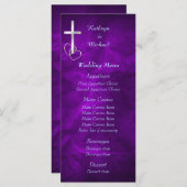 Paarse Zilveren Christelijk Kruis Bruiloft Menu (Voorkant / Achterkant)