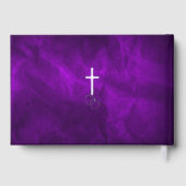 Paarse Zilveren Christelijk Kruis Harten Bruiloft Gastenboek (Achterkant)