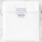 Paarse zilveren Confetti Afstuderen 2025 Vierkante Sticker (Tas)