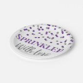 Paarse zilveren Confetti, bedrukt met liefde Papieren Bordje (Gekanteld)