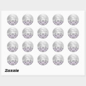 Paarse & Zilveren Damask Baby showers Sticker (Vel)