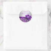Paarse & Zilveren Damask Quinceanera Sticker (Tas)
