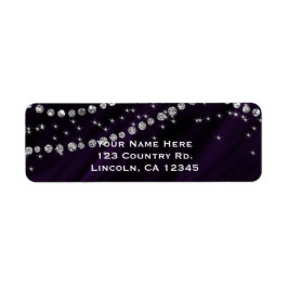 Paarse & Zilveren Diamant Bling Glam Glitter Etiket