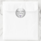 Paarse Zilveren Glans Edelsteen Doop Sticker (Tas)