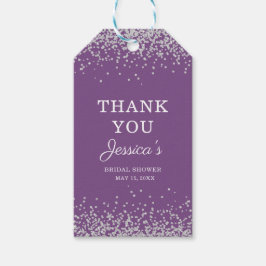 Paarse Zilveren Glitter Bruidsfeest Bedankt Cadeaulabel