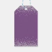 Paarse Zilveren Glitter Bruidsfeest Bedankt Cadeaulabel (Achterkant)