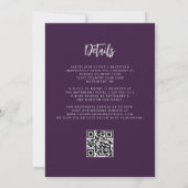 Paarse Zilveren Glitter Calligrafie QR Code Bruilo Kaart (Achterkant)