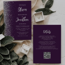 Paarse Zilveren Glitter Calligrafie QR Code Bruilo