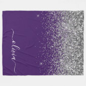 Paarse zilveren glitter meisjesachtige glamour mon fleece deken (Voorkant (Horizontaal))