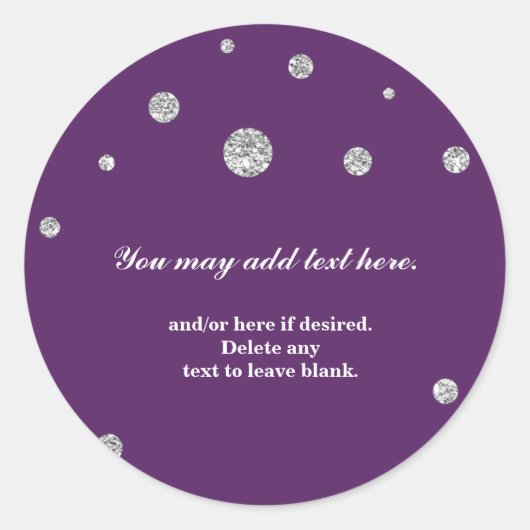 Paarse & Zilveren Glitter Moderne Stippen Sticker (Voorkant)
