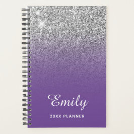 Paarse Zilveren Glitter Ombre Persoonlijk Planner