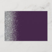 Paarse Zilveren Glitter Rand Trouwdetails Informatiekaartje (Achterkant)