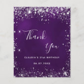 Paarse zilveren glitter spark dank u uw budget flyer (Voorkant)