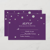 Paarse & Zilveren Glitter Stippen RSVP Wedding Kaa (Voorkant / Achterkant)