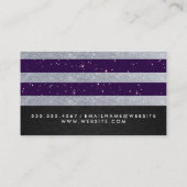 Paarse Zilveren Glitter Stripes Visitekaartje (Achterkant)