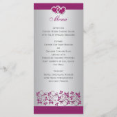 Paarse, zilveren grijze bloemen, Kaart hartenmenu (Achterkant)