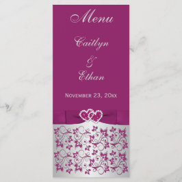 Paarse, zilveren grijze bloemen, Kaart hartenmenu