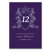 Paarse Zilveren hart kroon bruiloft Kaart (Achterkant)