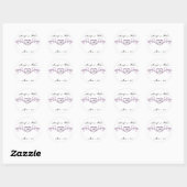 Paarse zilveren hart rol monogram envelop afdichti ronde sticker (Vel)
