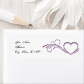 Paarse Zilveren Hart Scroll Monogram Retouradres Etiket (Insitu)