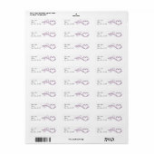 Paarse Zilveren Hart Scroll Monogram Retouradres Etiket (Full Sheet)