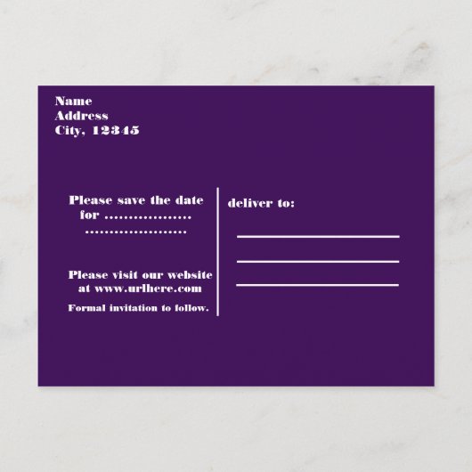 Paarse & Zilveren Hart Sweet 16 Save the Date Part Aankondigingskaart (Achterkant)