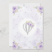 Paarse zilveren heteluchtballon Baby shower Kaart (Achterkant)