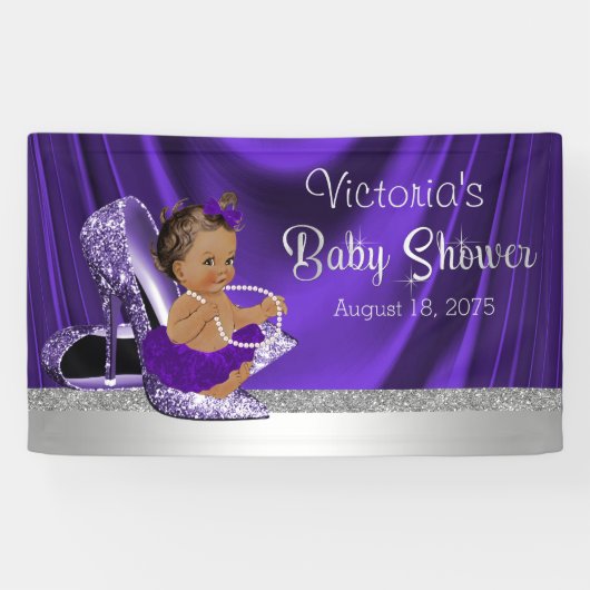 Paarse zilveren hoge hak schoen etnische Baby bann Spandoek (Horizontaal)