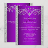 Paarse zilveren huwelijksverjaardag bloemen kaart (Voorkant / Achterkant)