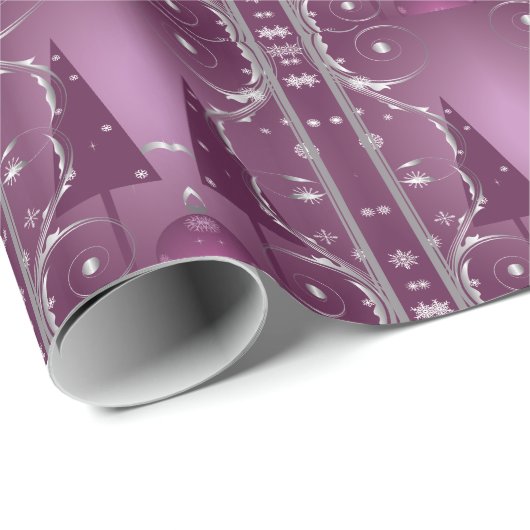 Paarse zilveren kerstbomen voor het oppakken van p cadeaupapier (Rol Hoek)