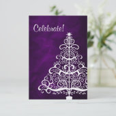 Paarse zilveren kerstfeest kaart (Staand voorkant)