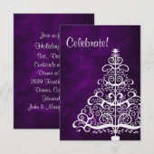 Paarse zilveren kerstfeest kaart (Voorkant / Achterkant)