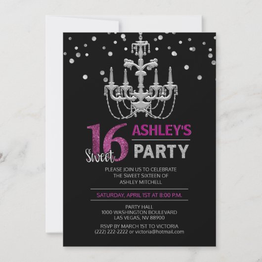 Paarse Zilveren Kroonluchter SWEET ZESTIEN 16 Part Kaart (Voorkant)