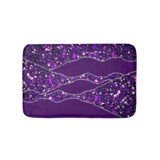 Paarse zilveren luxe elegante vloeibare textuur badmat (Voorkant)
