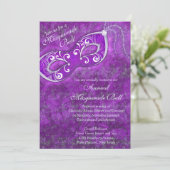 Paarse zilveren Mardi Gras Masquerade Ball Party Kaart (Staand voorkant)