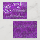 Paarse Zilveren Masquerade Wedding Website Kaart (Voorkant / Achterkant)
