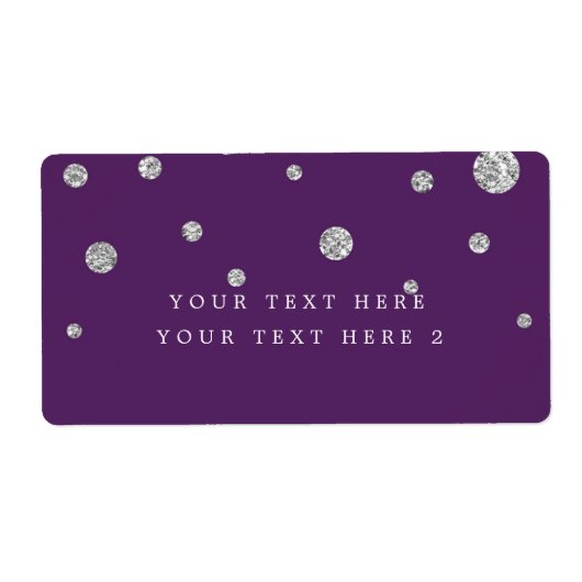 Paarse & Zilveren Moderne Stippen Party Pakket Lab Etiket (Voorkant)