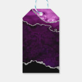 Paarse & Zilveren Nep Glitter Agate Verjaardagsfee Cadeaulabel (Achterkant)