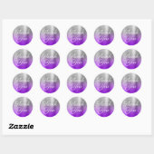 Paarse Zilveren Ombre Folie Dank Je Ronde Sticker (Vel)