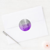 Paarse Zilveren Ombre Folie Dank Je Ronde Sticker (Envelop)
