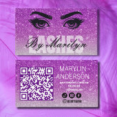 Paarse zilveren Ombre Glitter Lash Tech QR-code Visitekaartje