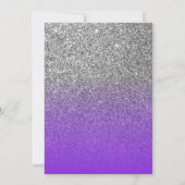 Paarse zilveren ombre glitter save the date kaart (Achterkant)