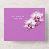 Paarse zilveren orchidee chic flower bruiloft luxe all in one uitnodiging (Achterkant)