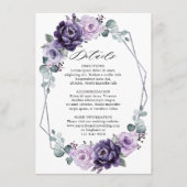 Paarse zilveren platte Geometrische bruiloft - Geg Informatiekaartje (Voorkant)