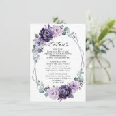 Paarse zilveren platte Geometrische bruiloft - Geg Informatiekaartje (Staand voorkant)