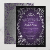  Paarse Zilveren Prinses Tiara Quinceañera Kaart (Voorkant / Achterkant)