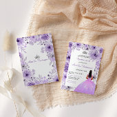 Paarse zilveren quinceanera uitnodiging