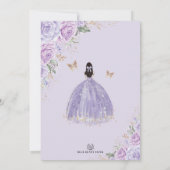 Paarse Zilveren Quinceañera Vlinder Prinses Feest Kaart (Achterkant)